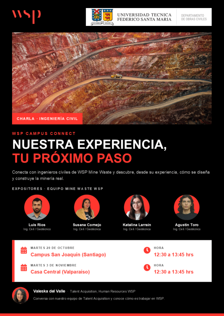 Flyer de la charla WSP Campus Connect: Nuestra experiencia, tu próximo paso